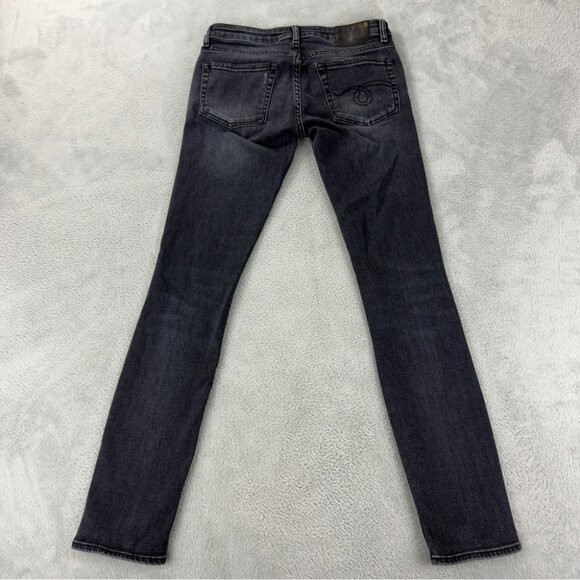 R13 Jeans Women's Size 24x28 Kate Skinny Black Denim Jeans Made in Italy - Picture 5 of 13